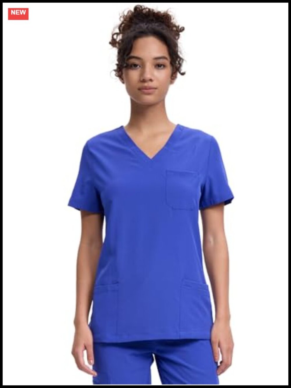 Women's V-Neck Scrub Top 4-Way Stretch Medical Uniform with Pockets